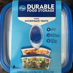 Brand New Kroger Durable Food Storage Containers with Microwave Vents